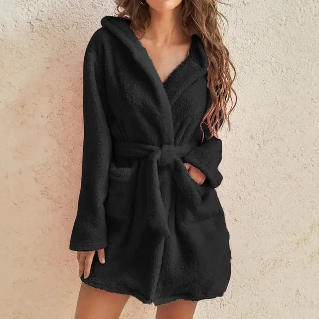 Dames Fleece Badjas met Capuchon