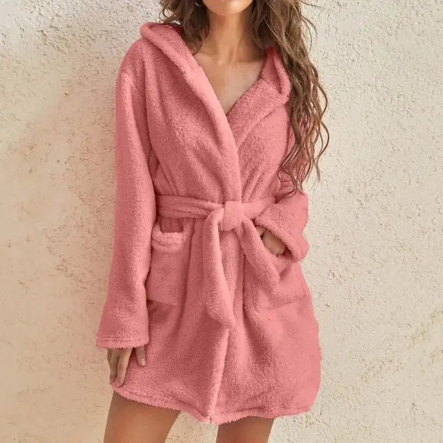 Dames Fleece Badjas met Capuchon