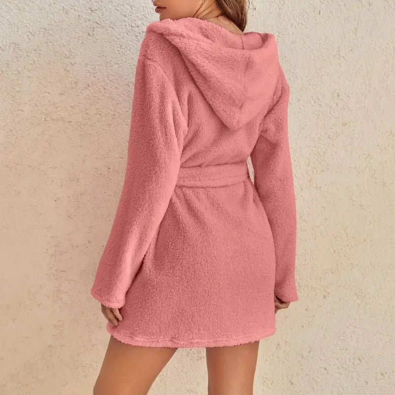 Dames Fleece Badjas met Capuchon