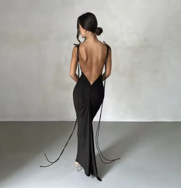 Elegant Backless Spaghetti Strap Maxi Dress