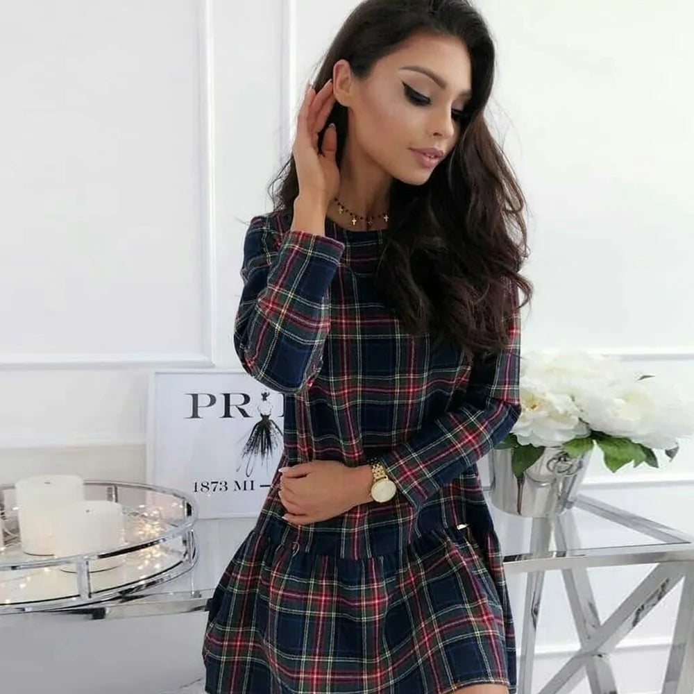 Winter Red Plaid Dress