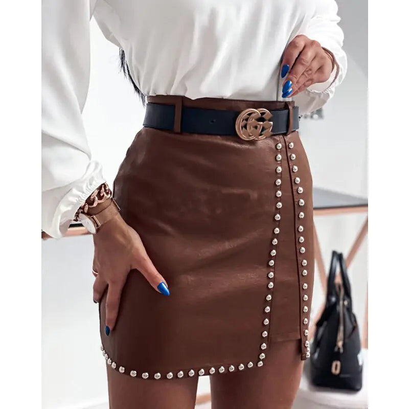 Elegant Rhinestone High Waist Skirt