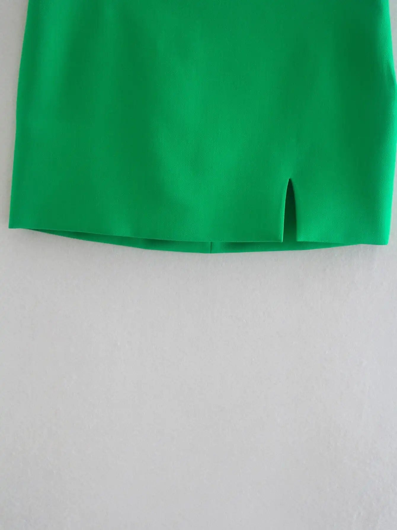 Green Straight Blazer Skirt Set