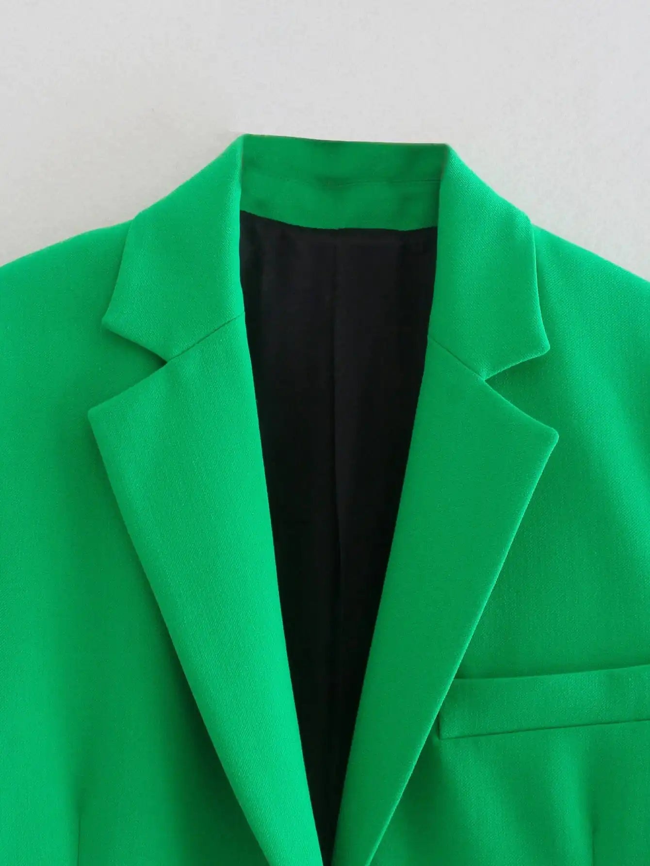 Green Straight Blazer Skirt Set