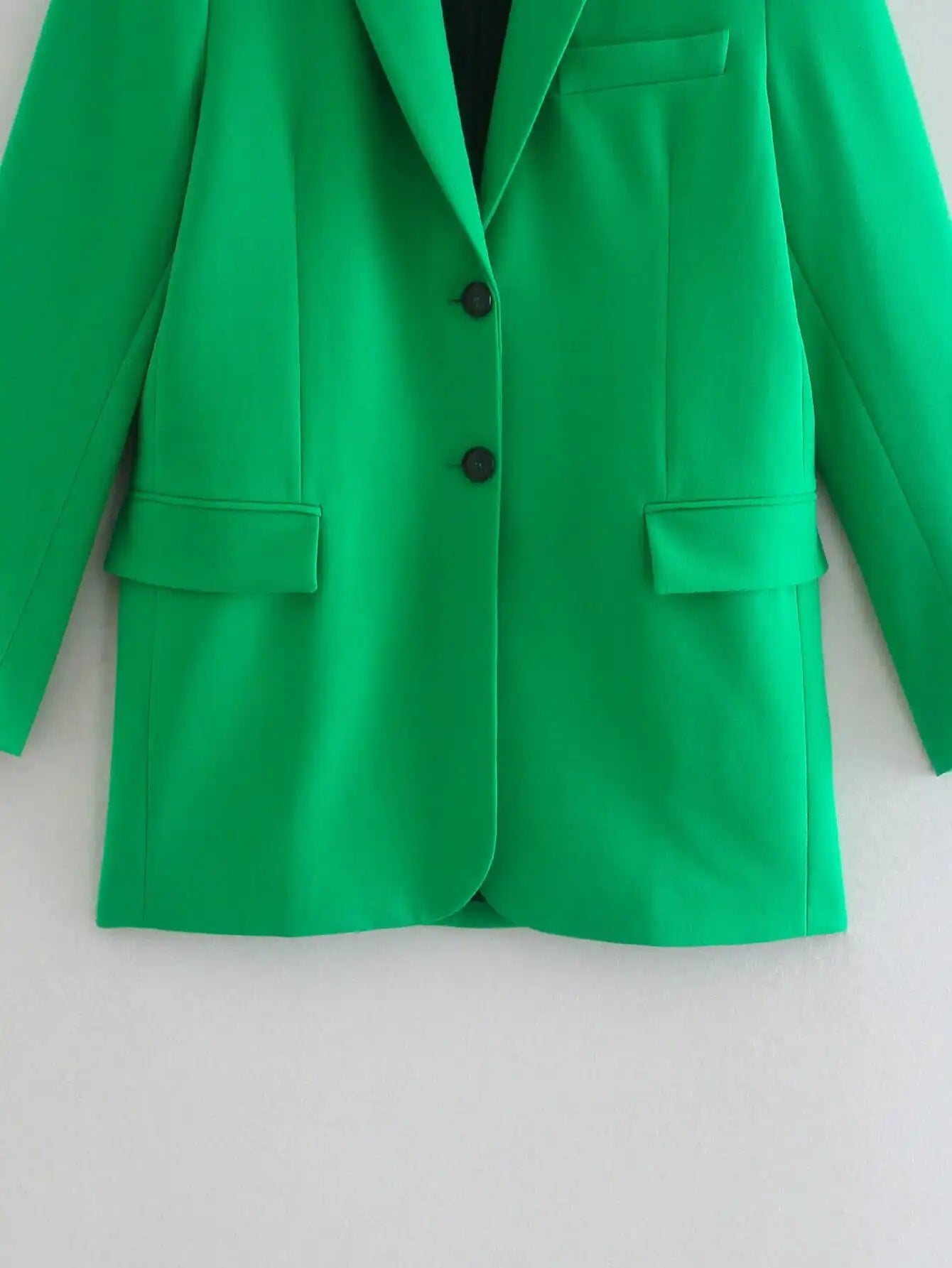 Green Straight Blazer Skirt Set