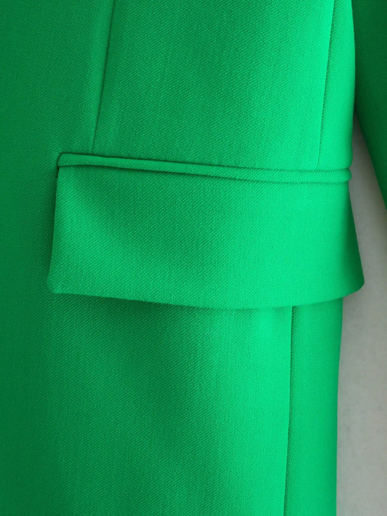 Green Straight Blazer Skirt Set