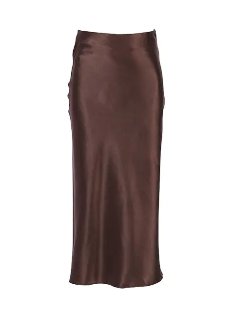 Solid Silk Long Skirt