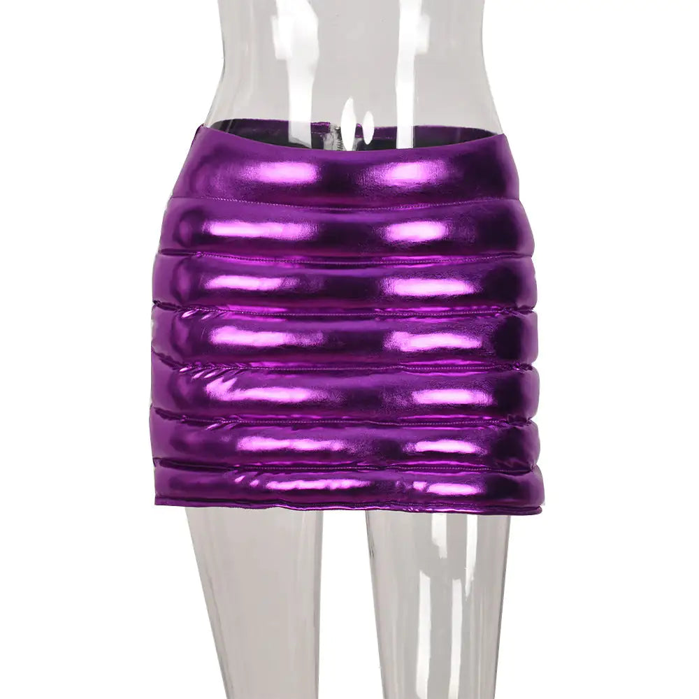 Double Bubble Puffer Mini Skirt