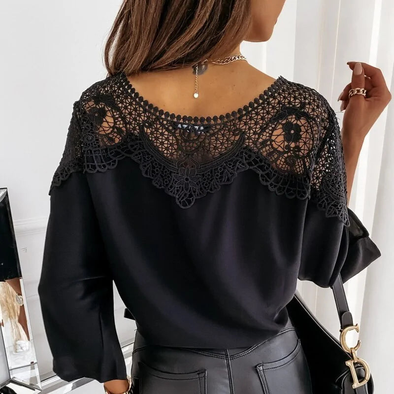 Autumn Crochet Embroidery Lace Blouses