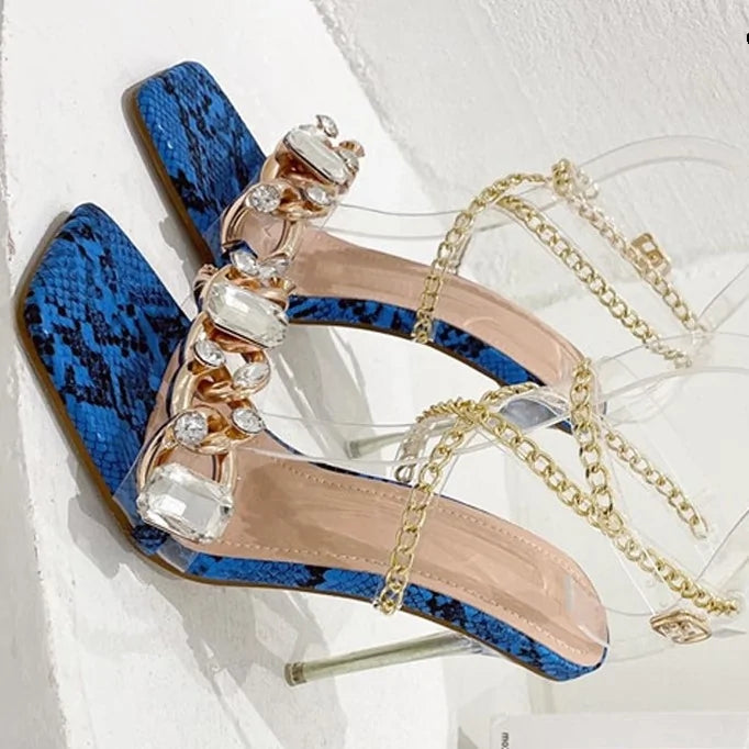 Crystal Chain Transparent Heels