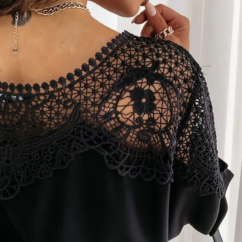 Autumn Crochet Embroidery Lace Blouses